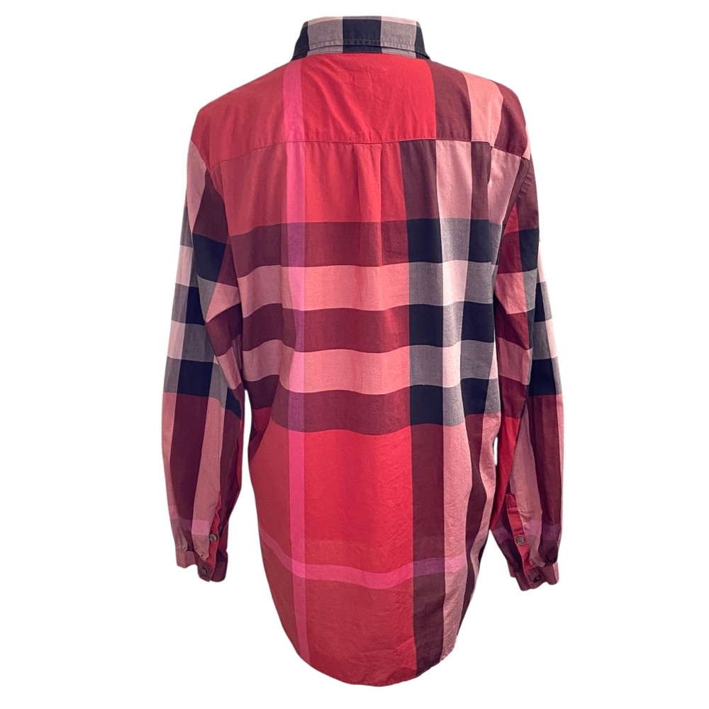 Burberry Brit Women's Red Nova Check Plaid Popover Tunic Top XL - Picture 4 of 13